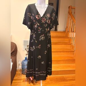 Ann Taylor size 2 Floral Black Dress
